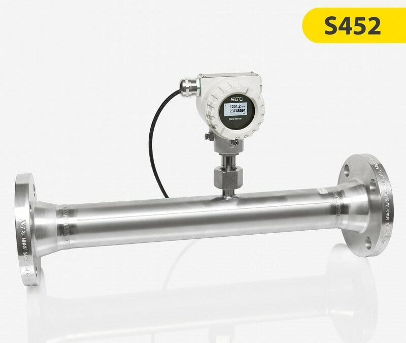 S452 Sensor de consumo de ar comprimido para aplicações exteriores e Ex (com secção de medição)