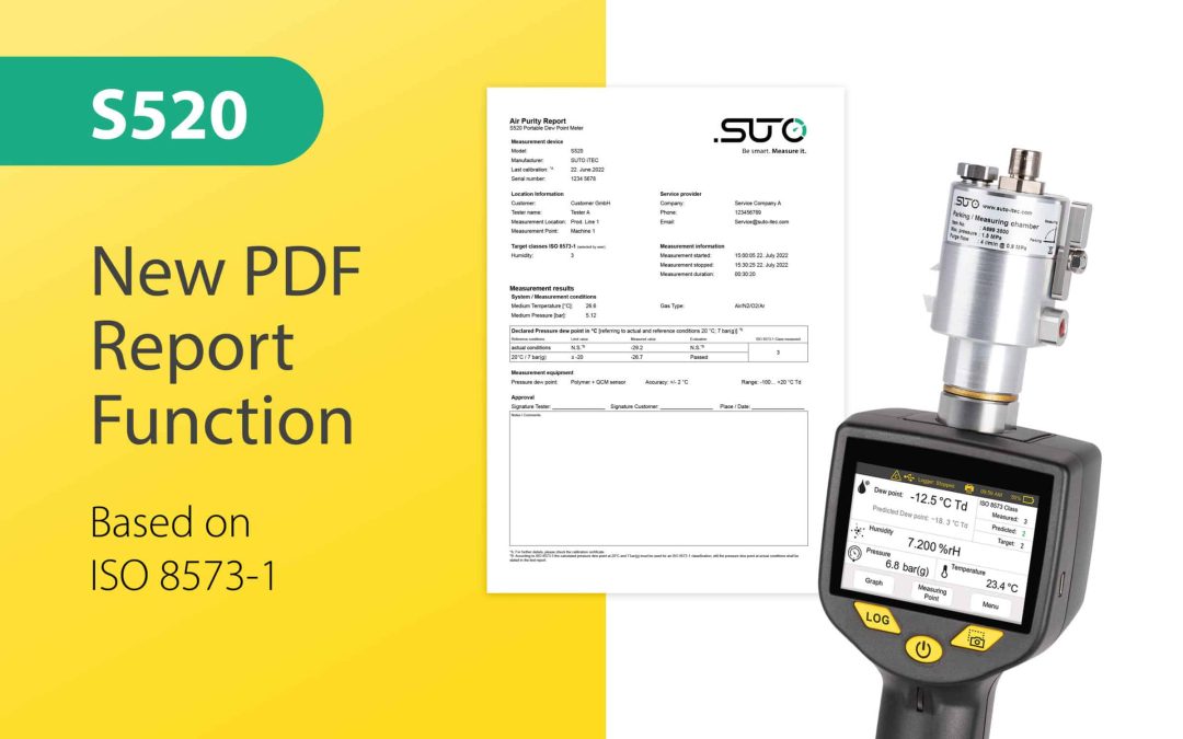 S520 UPGRADE – NOUVELLE FONCTION DE RAPPORT PDF SELON LA NORME ISO 8573-1